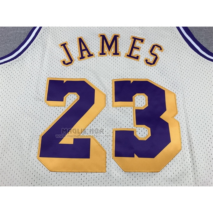 Maglia
 Lebron James NO 23 Los Angeles Lakers Mitchell & Ness Chainstitch Crema
